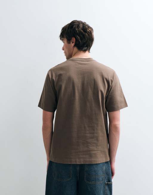 ASOS COLLECTIVE - T-shirt van superzware stof in bruin, 4 van 5