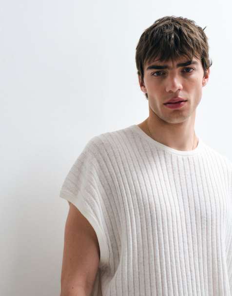 ASOS COLLECTIVE – Top bez rękawów oversize o dużej zawartości lnu w kolorze ecru - view 1