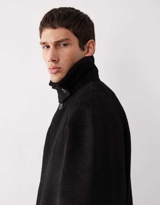 ASOS COLLECTIVE wool blend overcoat in black, 4 of 7