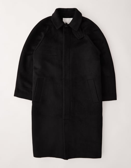 ASOS COLLECTIVE wool blend overcoat in black, 6 of 7