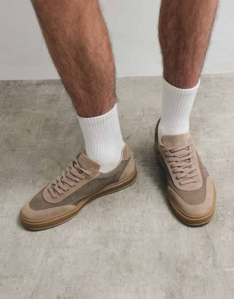 ASOS COLLECTIVE - Zapatillas de deporte color topo con cordones de ante y cuero premium elaboradas en Portugal - view 1