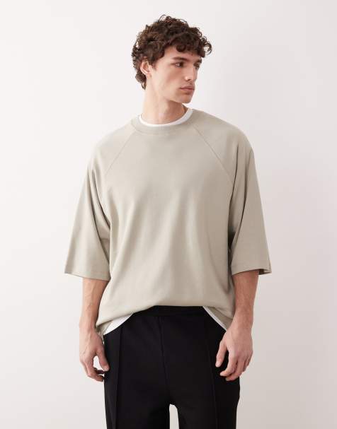 ASOS COLLECTIVE – Zielony, gruby T-shirt super oversize z raglanowymi rękawami - view 1
