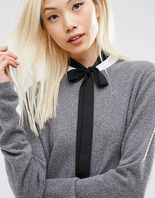 ASOS Colour Blocked Pussy Bow Collar
