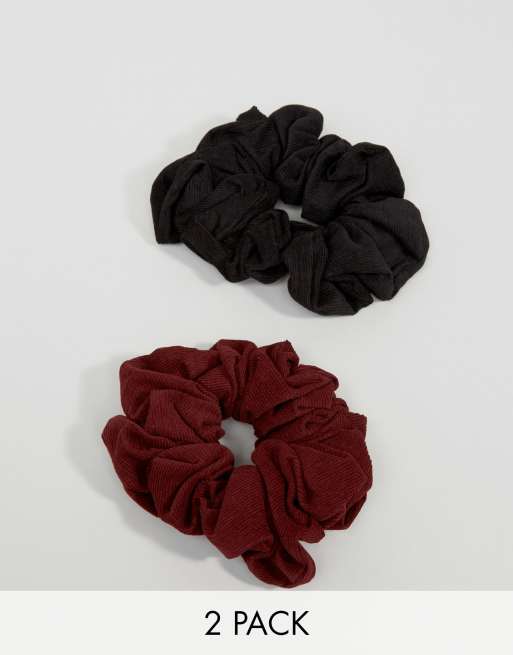 ASOS - Confezione da 2 elastici per capelli in tessuto a coste