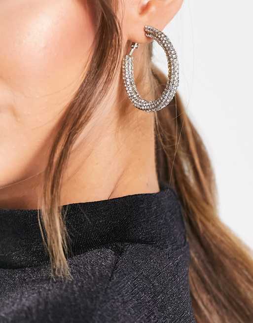 ASOS - Contrabrissi - Orecchini a cerchio ricoperti di cristalli