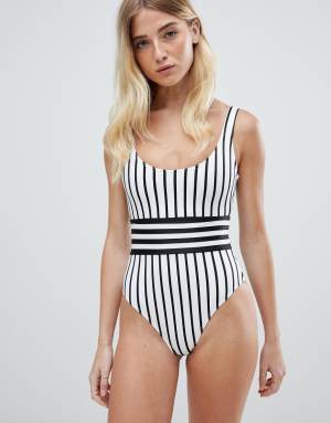 ASOS Contrast Mono Stripe Swimsuit