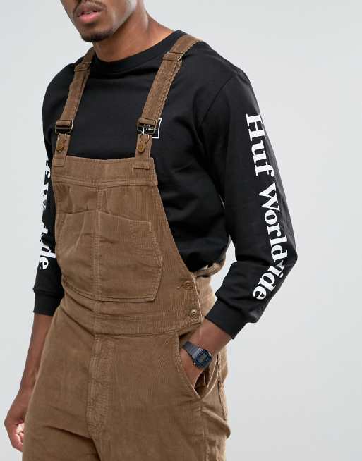 ASOS Cord Dungarees In Brown