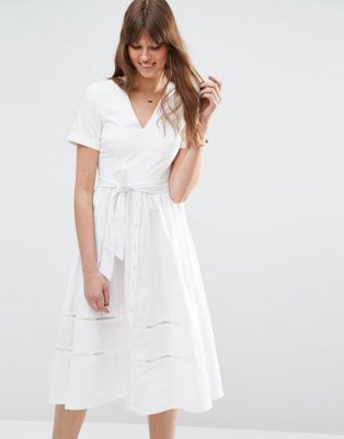 white cotton dress midi