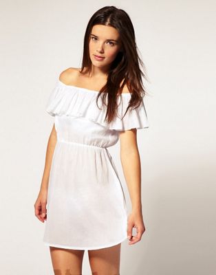 white cotton off the shoulder dress