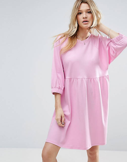 ASOS Cotton Smock Dress With Elastic Cuff Detail