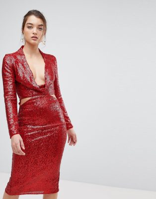 asos red sequin dress