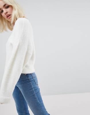 fluffy white cropped jumper