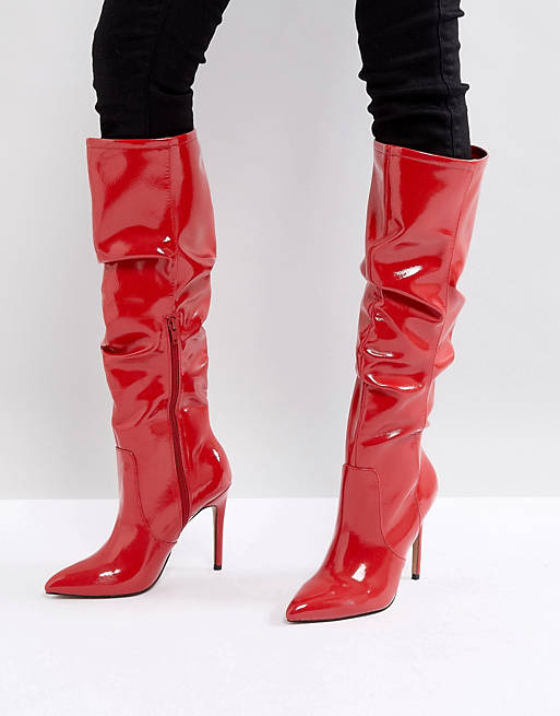 ASOS CRUSHED Slouch Pointed Knee Boots