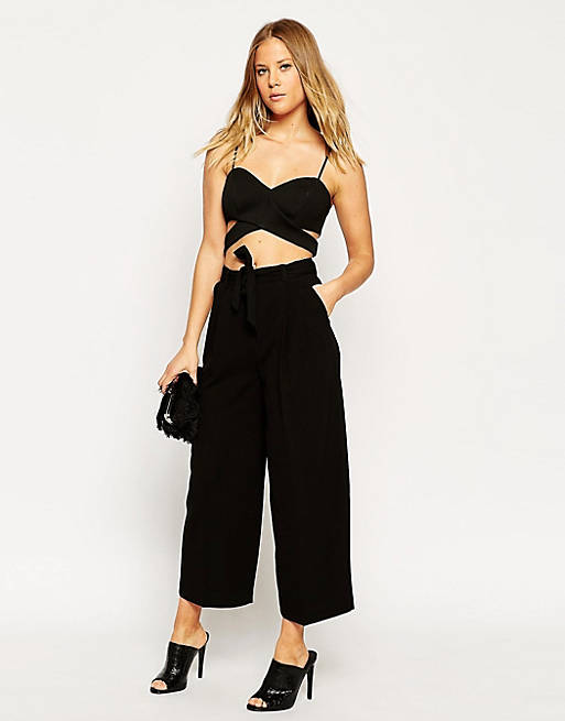 ASOS Culotte Trouser With Tie Waist Detail