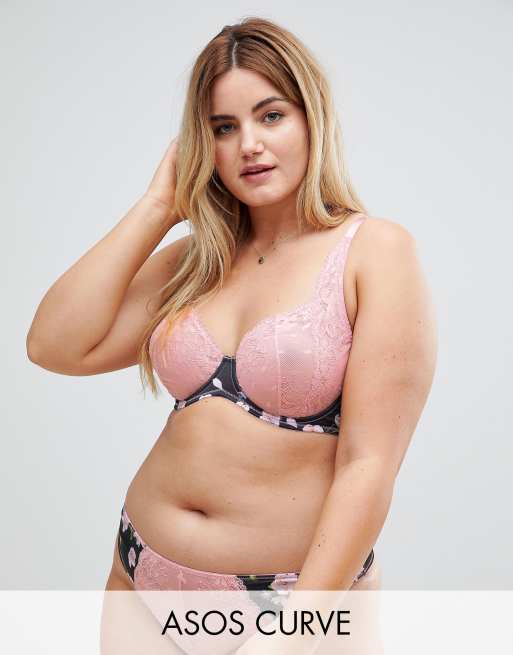 Abigail blomstret BH-sæt med bøjle fra ASOS CURVE, 2 af 3