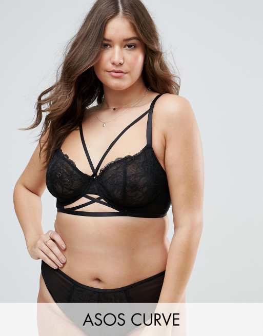 ASOS CURVE - Becca - Ensemble soutien-gorge à armatures avec lanières et dentelle - Noir, 2 de 3