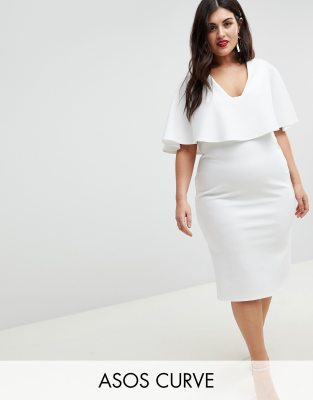 asos plus white dress