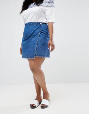 asos denim wrap skirt