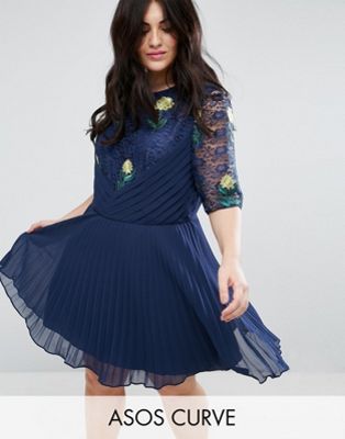 asos curve embroidered dress