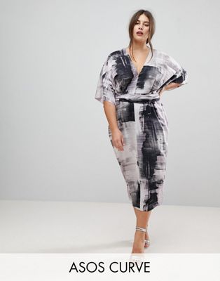 ASOS CURVE Kimono Dress in Abstract 