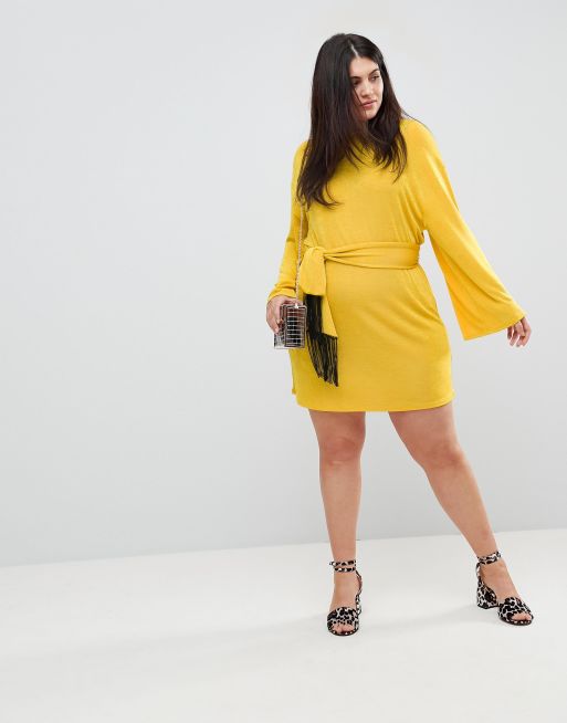 Yellow Kimono Sleeve Dress