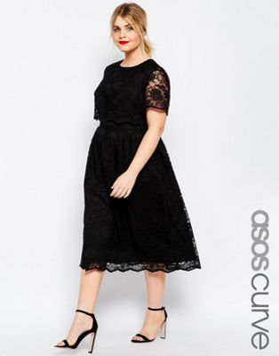 ASOS CURVE Lace Crop Top Midi Dress | ASOS