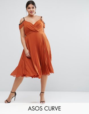 chiffon pleated back midi skater dress