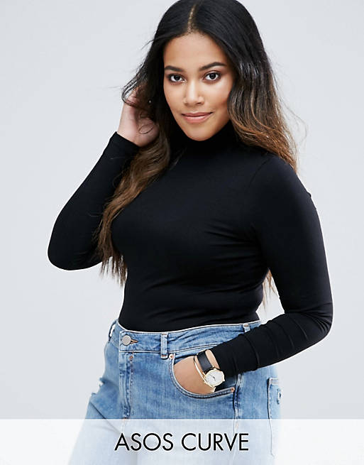 ASOS CURVE Long Sleeve Top with Turtle Neck