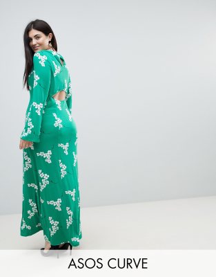 asos green floral dress