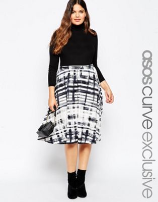 ASOS Curve | ASOS CURVE Midi Skirt in Sketchy Check