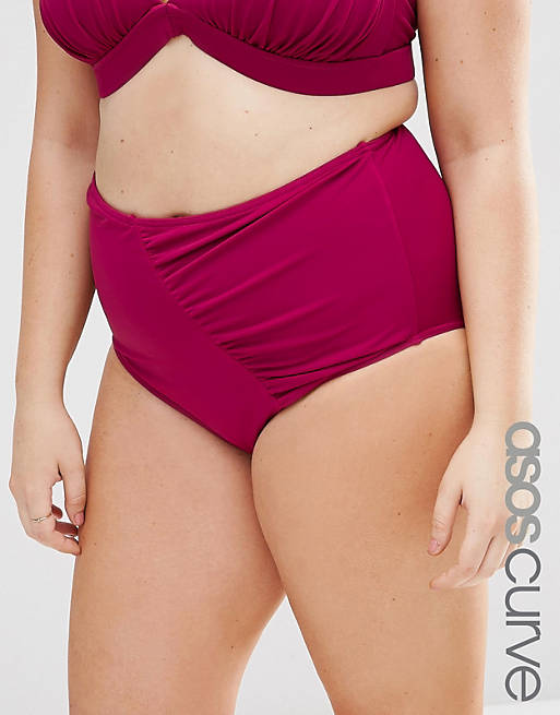 ASOS CURVE Mix & Match Highwaist Bikini Bottom with Wrapped Front and Support