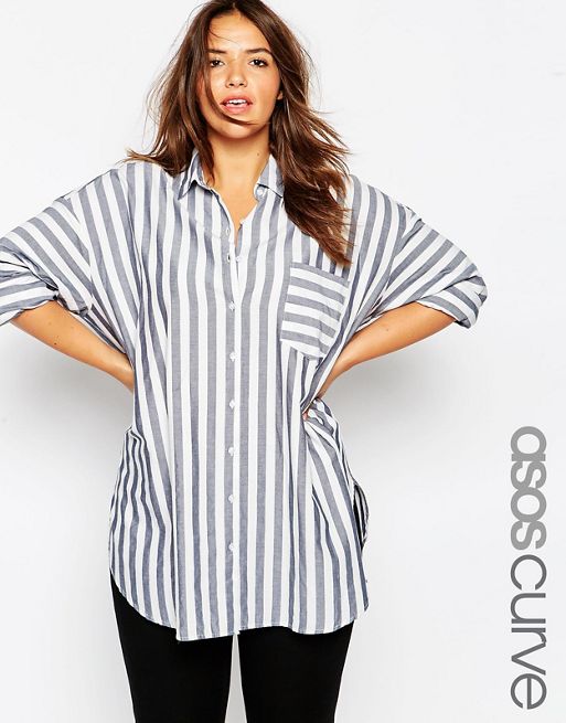 ASOS Curve | ASOS CURVE Oversized Shirt in Stripe