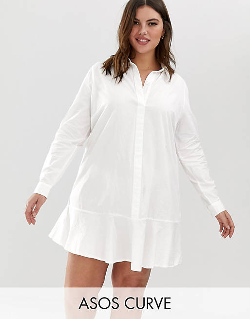 ASOS CURVE Peplum Mini Shirt dress with long sleeves