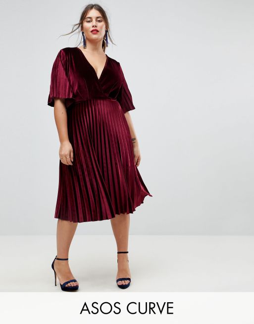 Asos pleated shop velvet dress