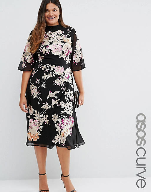 ASOS CURVE Premium Chinoiserie Embroidered Dress