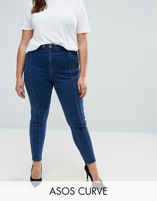 ASOS CURVE RIDLEY HIGH WAIST Skinny Jeans With Triple Seams | ASOS