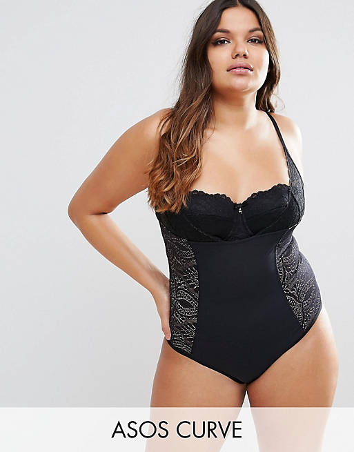 ASOS CURVE SHAPEWEAR New Improved Fit Wear Your Own Bra Lace Bodysuit