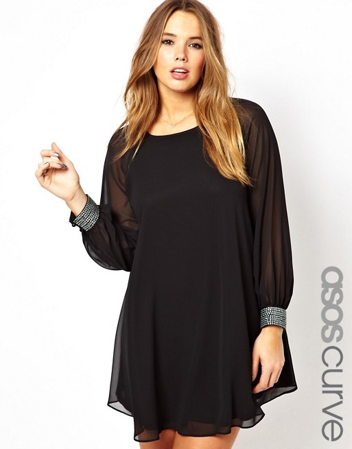 ASOS Curve | ASOS CURVE Shift Dress With Embellished Cuff