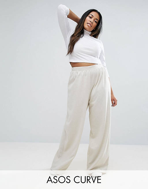 ASOS CURVE  Slouch Wide Leg Metallic Palazzo Trousers