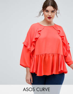 Smock Ruffle Blouse-Orange