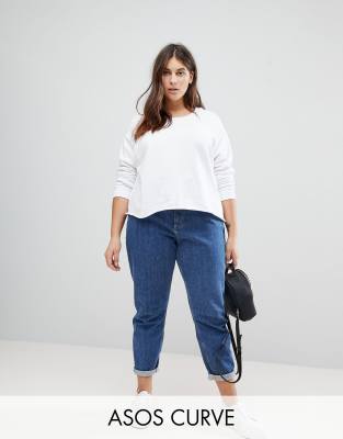 Asos Curve Swing Sweatshirt With Raw Hem-white