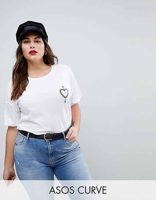 ASOS CURVE T-Shirt with Heart and Arrow Print