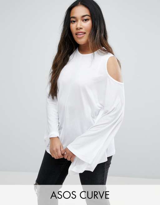 ASOS CURVE Top with Cold Shoulder and Kimono Sleeve