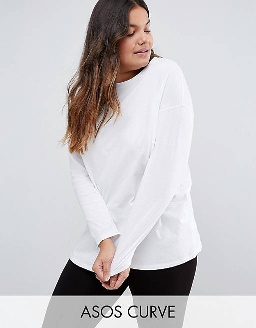 ASOS CURVE Ultimate Long Sleeved Tunic Oversized T-Shirt