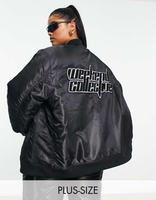 ASOS Curve - Weekend Collective - Giacca bomber nera