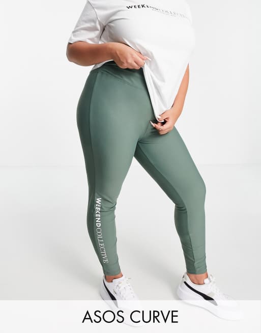 ASOS Curve - Weekend Collective - Legging met stretch in mat kaki