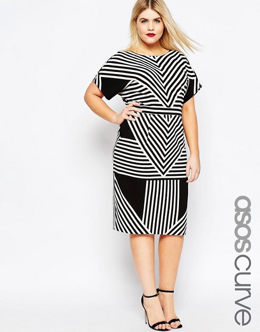 ASOS Curve | ASOS CURVE Wiggle Dress in Chevron Stripe