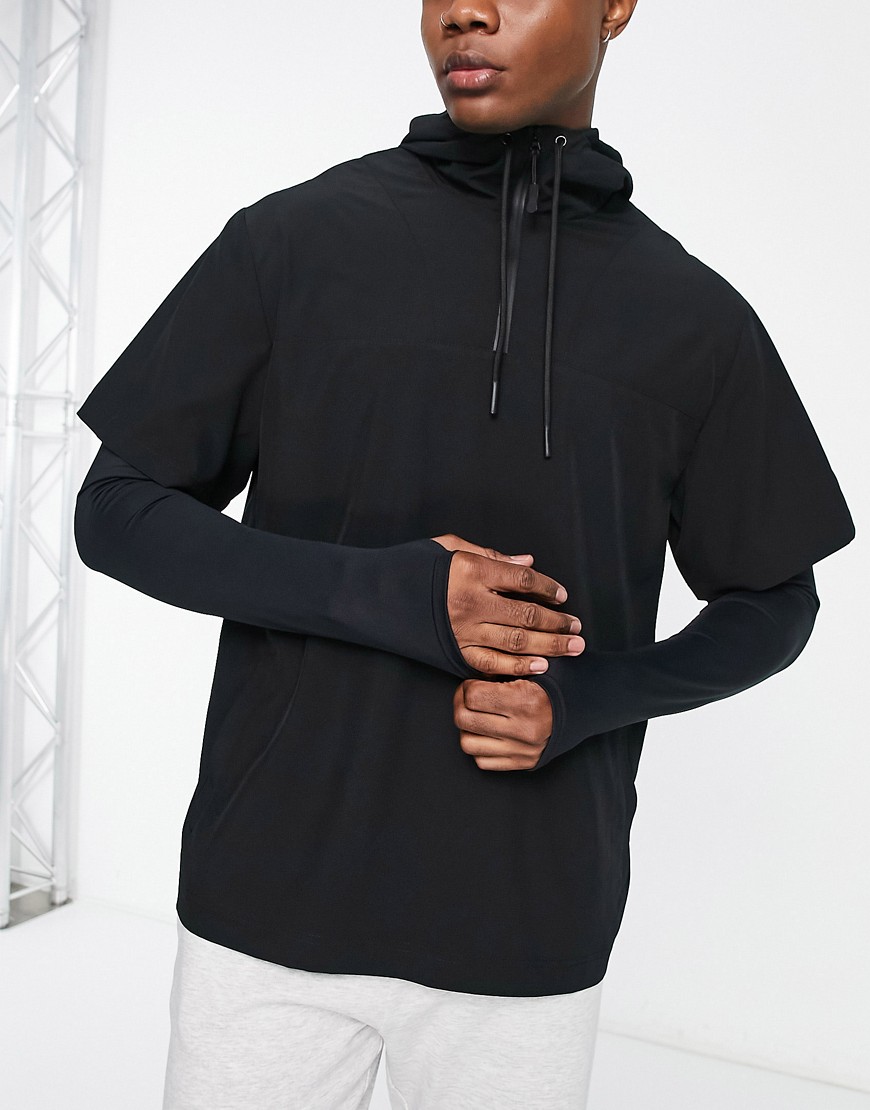 ASOS Dark Future Active overhead running jacket with back print-Black