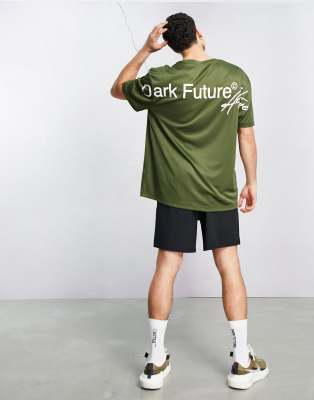 ASOS Dark Future Active ASOS Dark Future Active oversized training t-shirt with back print-Green