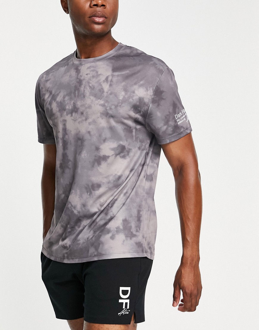 ASOS Dark Future Active relaxed training t-shirt in tie dye-Brown